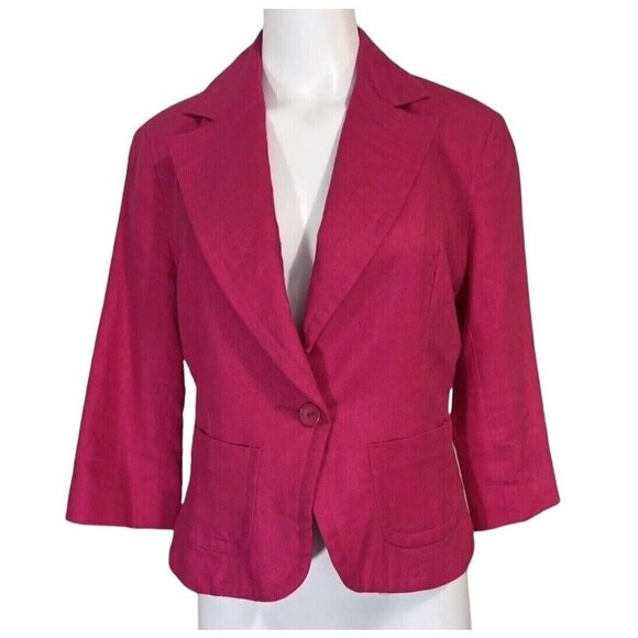 Giorgio Fiorlini Pink Linen Blend Short Crop Blazer Jacket Womens 10 M - Picture 4 of 8